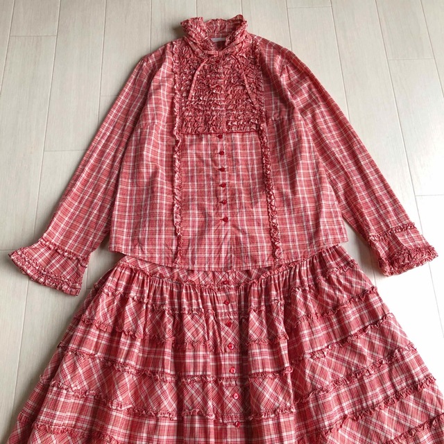 通販ショップ販売 pink house ピンクハウス ピコフリル襟ブラウスと