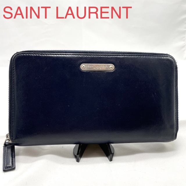 SAINT LAURENT ラウンドファスナー長財布 ブラック レザー