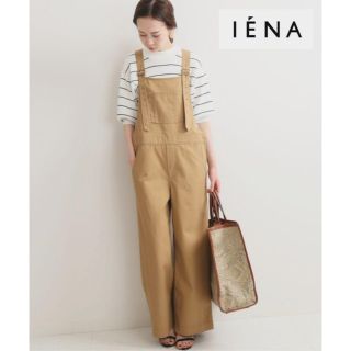 イエナ(IENA)のイエナ　ハイツイストコットンオールインワン　M〜L相当　ベージュ　美品(オールインワン)