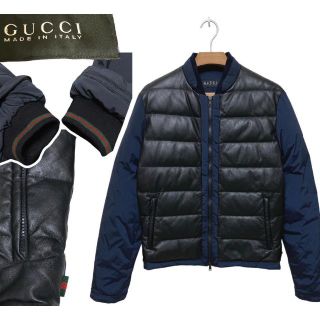 海外最新 GUCCI グッチ ダウンジャケット ネイビー 【羊革使用】318192