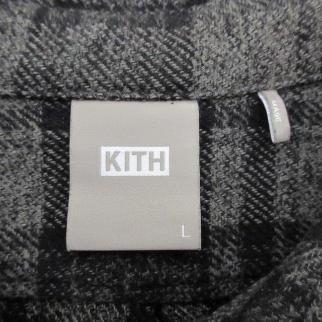 KITH 22年モデル フランネルシャツ ブラウス チェック柄 グレー系 L