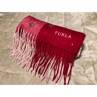 FURLA レッキス　赤系　マフラー