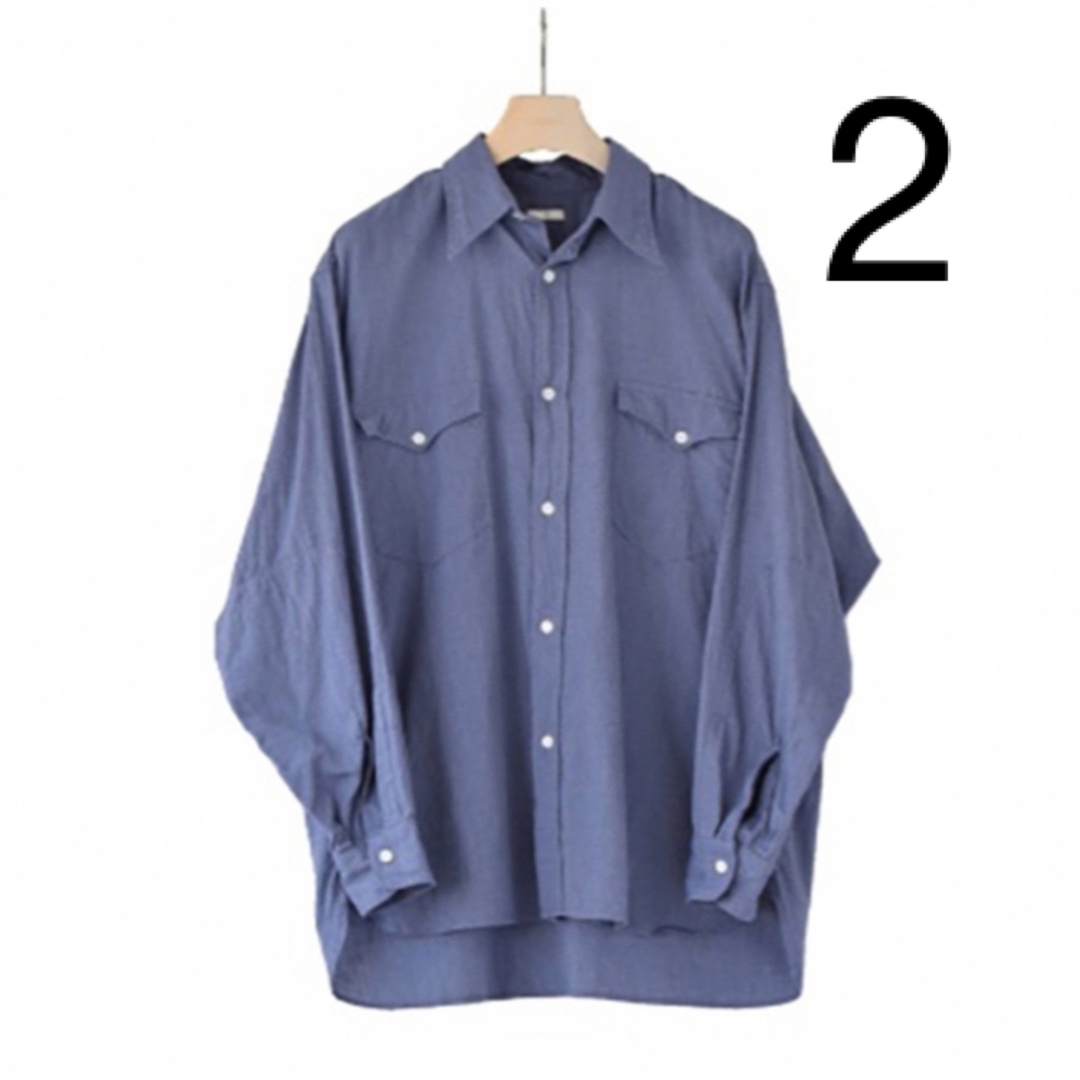 COMOLI 21AW ヨリ杢ワークシャツ サイズ2