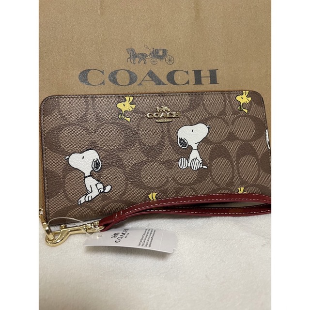 長財布 スヌーピー ウッドストック アウトレットCOACH カーキ シグネチャー