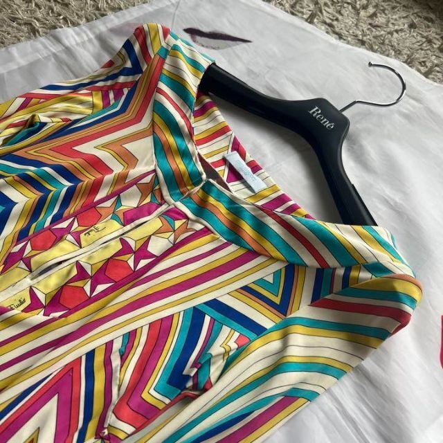 【美品】EMILIO PUCCI プッチ柄ワンピース 星 総柄 長袖 S