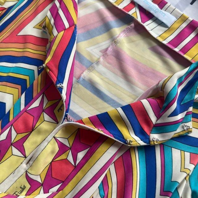 【美品】EMILIO PUCCI プッチ柄ワンピース 星 総柄 長袖 S
