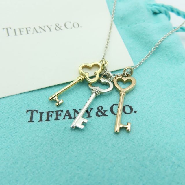 Tiffany & Co. - ティファニー トリプル キー ネックレス ゴールド ピンク シルバー JH1