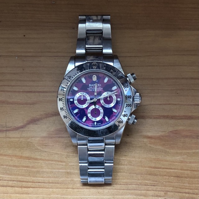 a bathing ape 腕時計 BAPEX デイトナタイプ パープルカモ