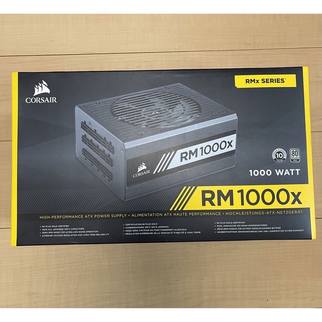 2本PCIe8pinCorsair RM1000x 1000W静音電源ユニット　美品