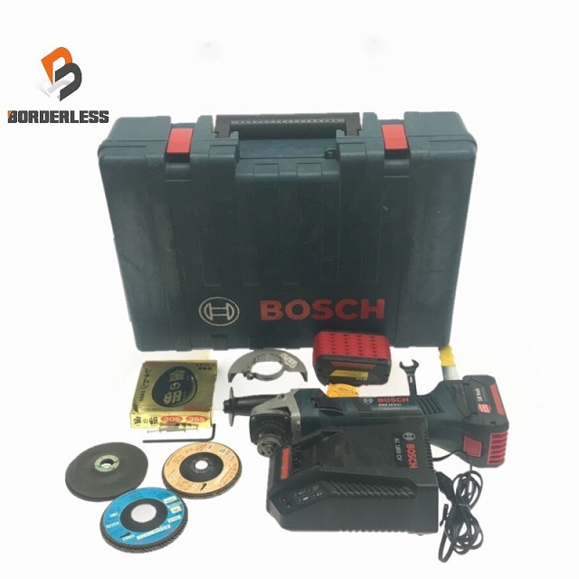 バイク☆品☆BOSCH ボッシュ 18V コードレスディスクグラインダー GWS18V-LI バッテリー2個 充電器 ケース付き 63403