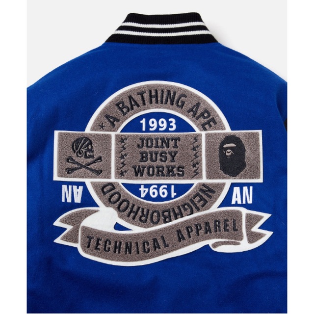 XL NEIGHBORHOOD BAPE VARSITY JACKET BLUE 2