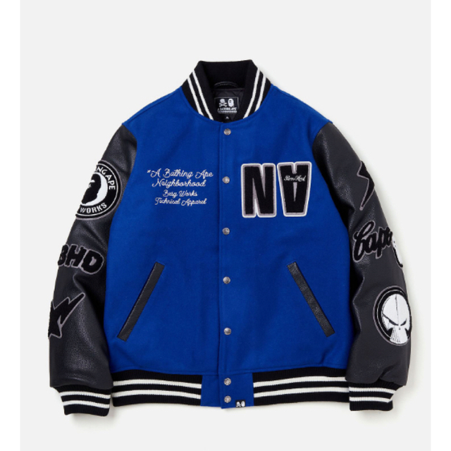 XL NEIGHBORHOOD BAPE VARSITY JACKET BLUEのサムネイル