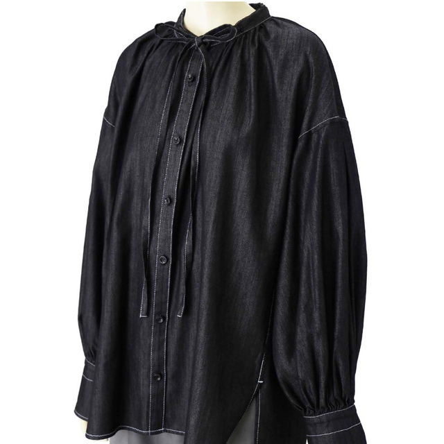 machatt デニムリボンブラウス(ブラック) レディースのトップス(シャツ/ブラウス(長袖/七分))の商品写真