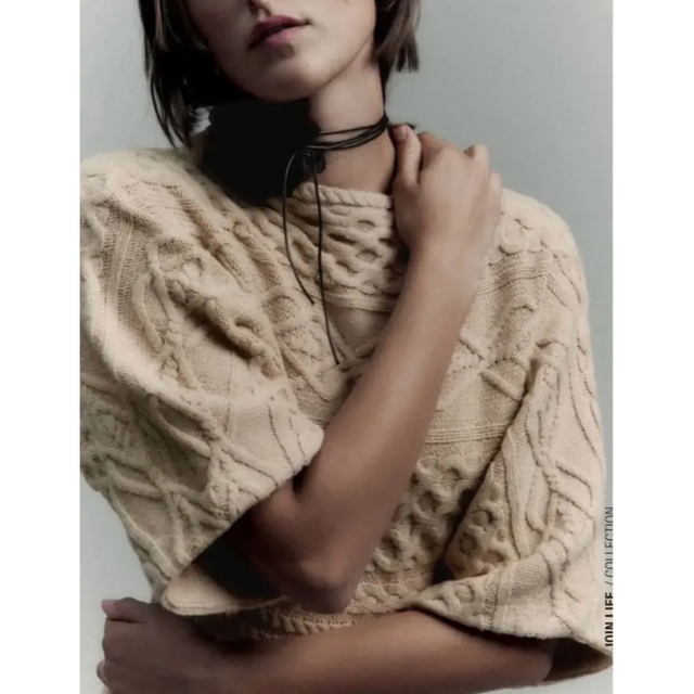 ZARA - 新品・未着用 ZARA コントラストケーブルニットワンピース ニットワンピース