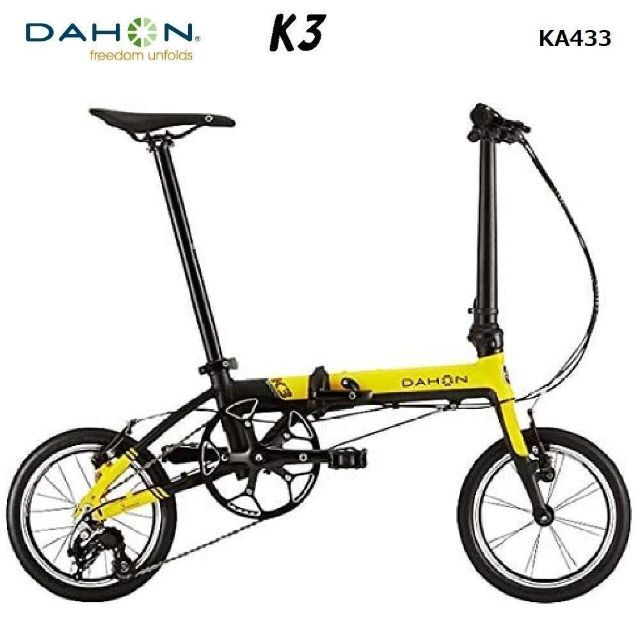 【DAHON】 ダホン K3 折りたたみ自転車 KA433 14インチ　黄色×黒