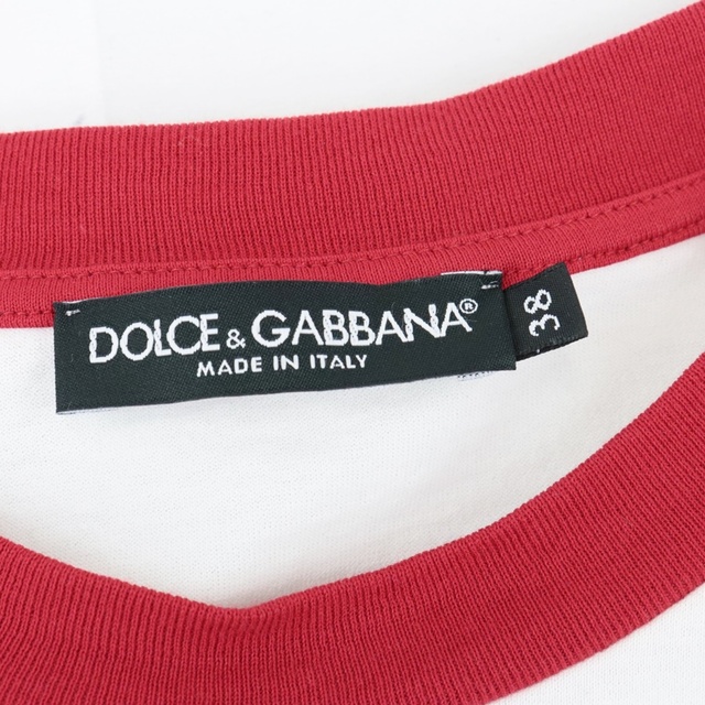 DOLCE&GABBANA(ドルチェアンドガッバーナ)の美品 ドルチェアンドガッバーナ Buon Appetito ノットデザイン 半袖Ｔシャツ レディース 白×赤 38 DG金具 カットソー DOLCE&GABBANA レディースのトップス(Tシャツ(半袖/袖なし))の商品写真