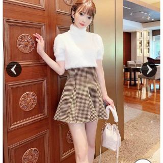 michellMacaron - 八鍬里美【千鳥柄ハイウエストミニスカート】の通販