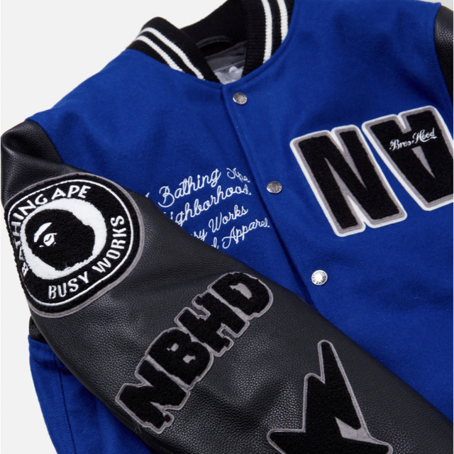 BAPE NBHD  JACKET スタジャン L平置き実寸