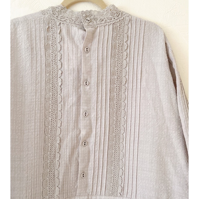 TSUHARU by Samansa Mos2(ツハルバイサマンサモスモス)のチェック織りレース刺繍ワンピース　グレー　ツハルバイサマンサモスモ レディースのワンピース(ロングワンピース/マキシワンピース)の商品写真