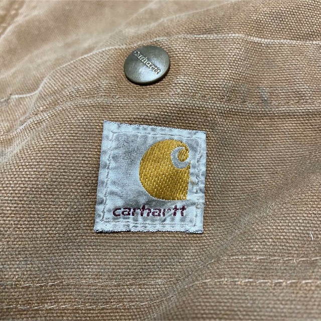 carhartt(カーハート)の90s 古着 カーハート メキシコ製 ロゴ ダック地 ダブルニー キルティング レディースのパンツ(サロペット/オーバーオール)の商品写真