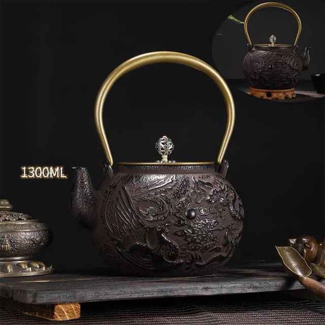 金属工芸鋳鉄 鉄 急須 職人手作り鉄瓶 やかん 提梁壺 茶壺 水壷 煮茶壷 茶道具