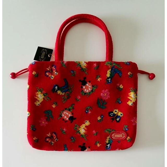 FEILER(フェイラー)の新品☆フェイラー 赤 ハイジ 手付き 巾着 バッグ レディースのバッグ(トートバッグ)の商品写真