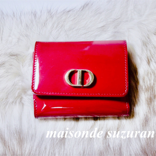 クリスチャンディオール(Christian Dior)の超美品　※Dior ※クリスチャンディオール　赤　三つ折り財布　エナメル(財布)