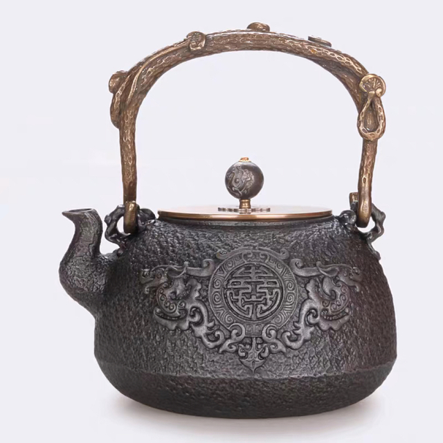 鋳鉄 鉄 急須 職人手作り鉄瓶 やかん 提梁壺 茶壺 水壷 煮茶壷 茶道具食器