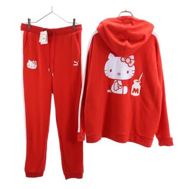 未使用 プーマ ハローキティ スウェットパーカー M 赤 PUMA 上下 セットアップ HELLO KITTY レディース   【230114】