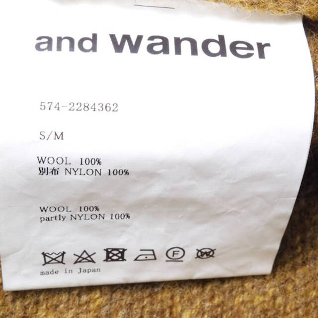 and wander(アンドワンダー)の美品 and wander アンドワンダー 574-2284362 シェトランドウールセーター ニット ブラウン S/M ウール100％ メンズ AM3834A58  メンズのパンツ(ワークパンツ/カーゴパンツ)の商品写真