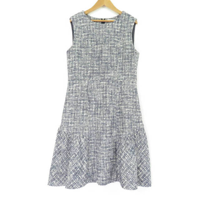 美品 FOXEY NEW YORK フォクシー Parkett Boucle Fit & Flare Dress 35658 ワンピース ブルー系 40 コットン他 ドレス レディース AY2884A58