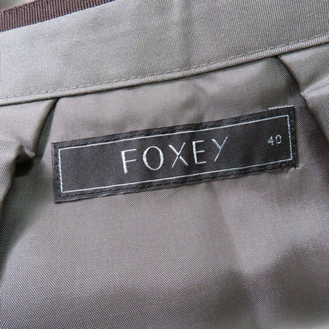 64cmヒップ美品 FOXEY フォクシー ベルフラワー 31256 スカート ブラウン系 40 シルク100％ レディース AY2888A58