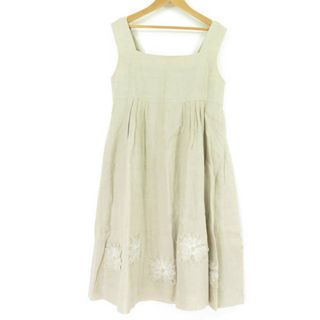 フォクシー(FOXEY)の美品 FOXEY フォクシー Dress Soleil 35612 ワンピース ベージュ系 40 リネン100％ ドレス レディース AY2901A58 (ミニワンピース)