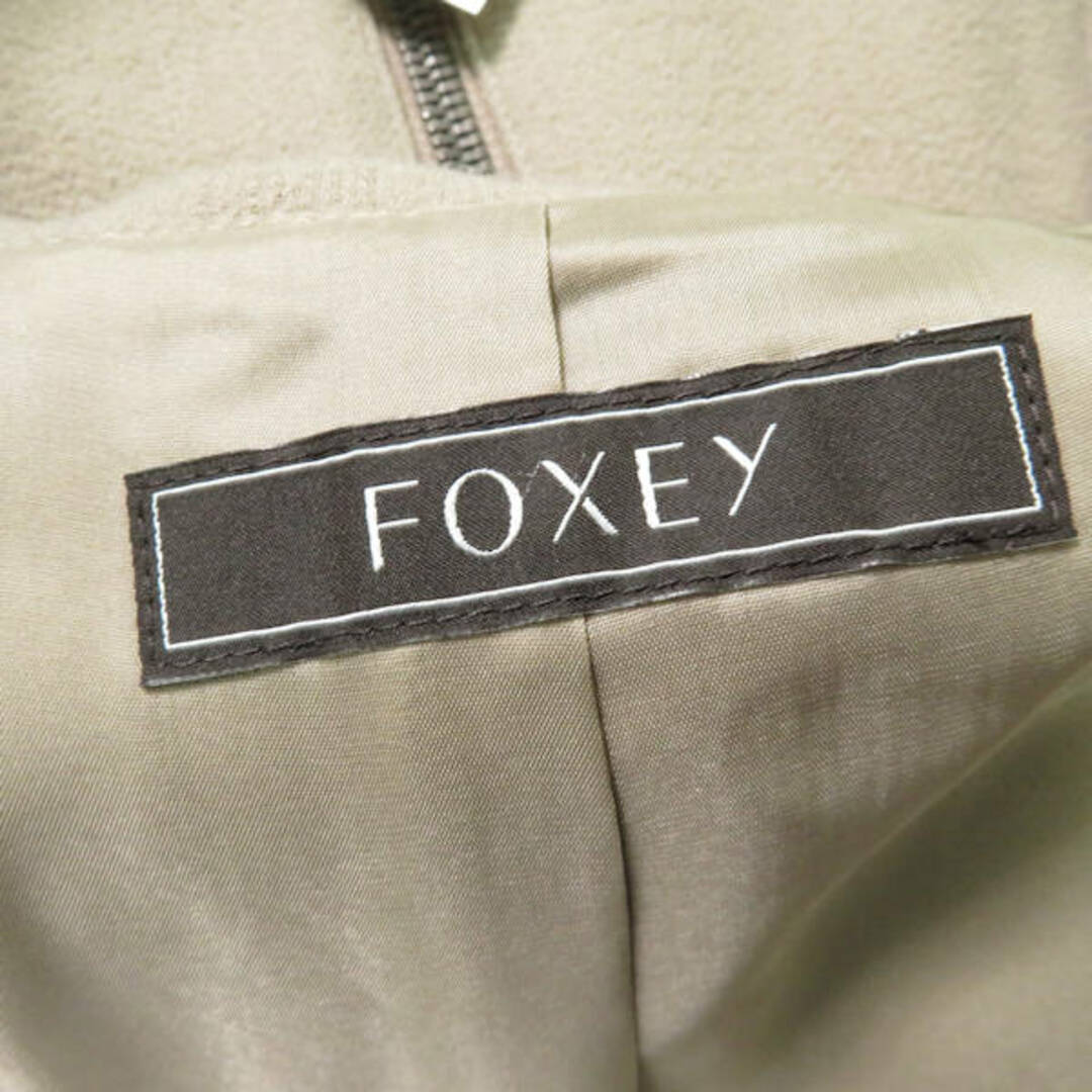 美品 FOXEY フォクシー Dress Jupiter 36553 ワンピース ベージュ系 40 ウール100％ フロントファスナー ドレス レディース AY2943A58