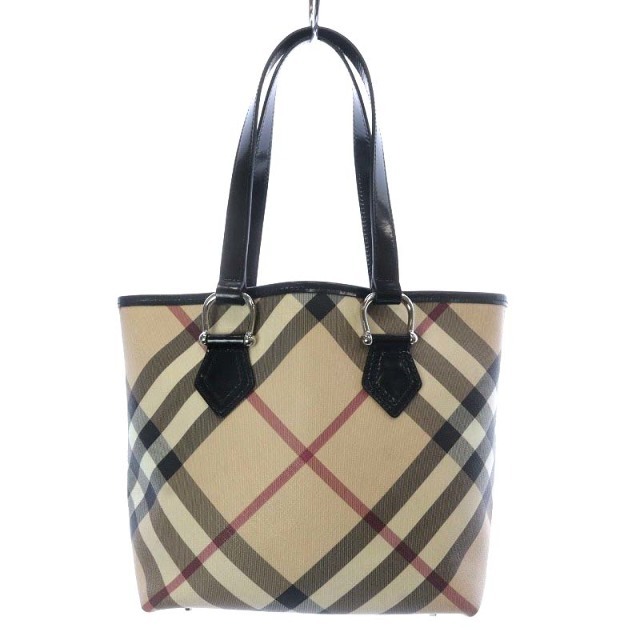 BURBERRY(バーバリー)のバーバリー トートバッグ ハンドバッグ ノバチェック PVC ベージュ レディースのバッグ(トートバッグ)の商品写真