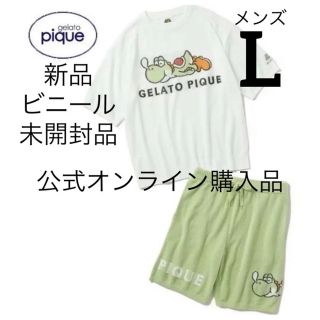 ジェラートピケ(gelato pique)の【スーパーマリオ】【メンズ】ヨッシープルオーバー＆ハーフパンツセット　メンズL(Tシャツ/カットソー(半袖/袖なし))