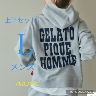 ジェラートピケ(gelato pique)のリサイクル裏毛ビッグロゴ上下セット♡グレー(スウェット)