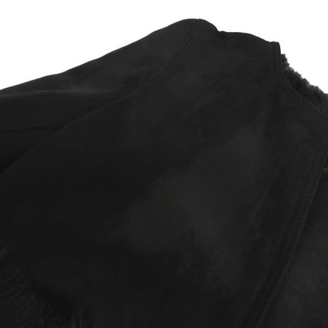 Chesty(チェスティ)のChesty ジャケット ノーカラー ムートン 羊革 ファー 切替え 黒 1 レディースのジャケット/アウター(その他)の商品写真