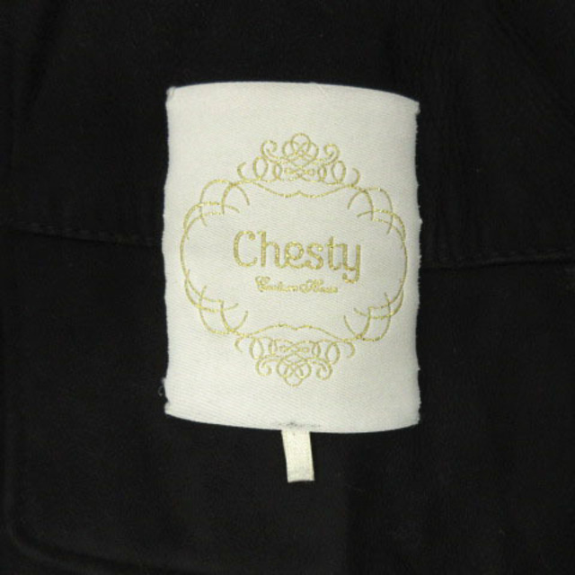 Chesty(チェスティ)のChesty ジャケット ノーカラー ムートン 羊革 ファー 切替え 黒 1 レディースのジャケット/アウター(その他)の商品写真