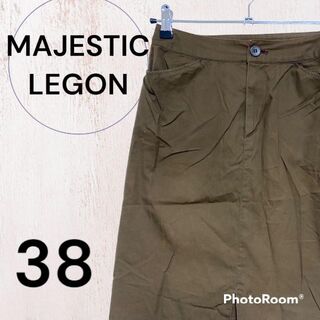 マジェスティックレゴン(MAJESTIC LEGON)の【マジェスティックレゴン】ひざ丈ワンピース 日本製 ブラウン タグ表記38(ひざ丈スカート)