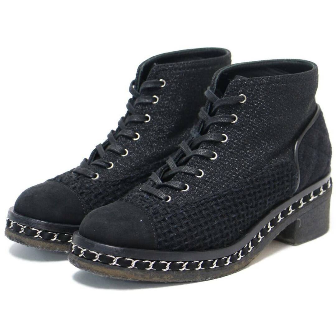 CHANEL シャネル ブーツ ショートブーツ シューズ ブラック 黒 37 24cm