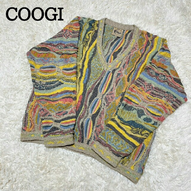 COOGI クージー 3Dニット Vネック 総柄 XLサイズ - ニット/セーター