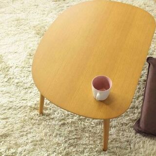 木製ローテーブル 幅60cm オーバル　ナチュラル色(ローテーブル)