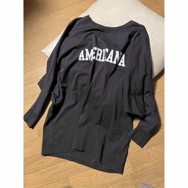 AMERICANA(アメリカーナ)の極美品/Americana/BIGシルエットロゴロンT/ブラック メンズのトップス(Tシャツ/カットソー(七分/長袖))の商品写真