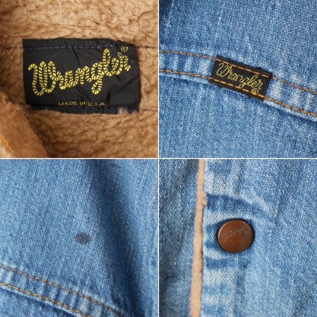 Wrangler(ラングラー)の70s80s USA製 ラングラー デニムジャケット ボア M ブルー aw86 メンズのジャケット/アウター(Gジャン/デニムジャケット)の商品写真