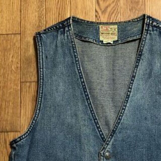 90s 香港製 Levi's ショートホーンタグ デニム ベスト 白タブ 復刻