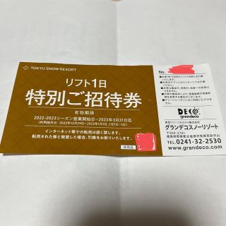 グランデコ　リフト券　1日(スキー場)