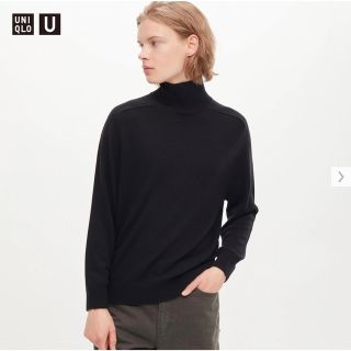 ユニクロ(UNIQLO)のユニクロU クレープウールタートルネックセーター 黒 XXL 新品(ニット/セーター)