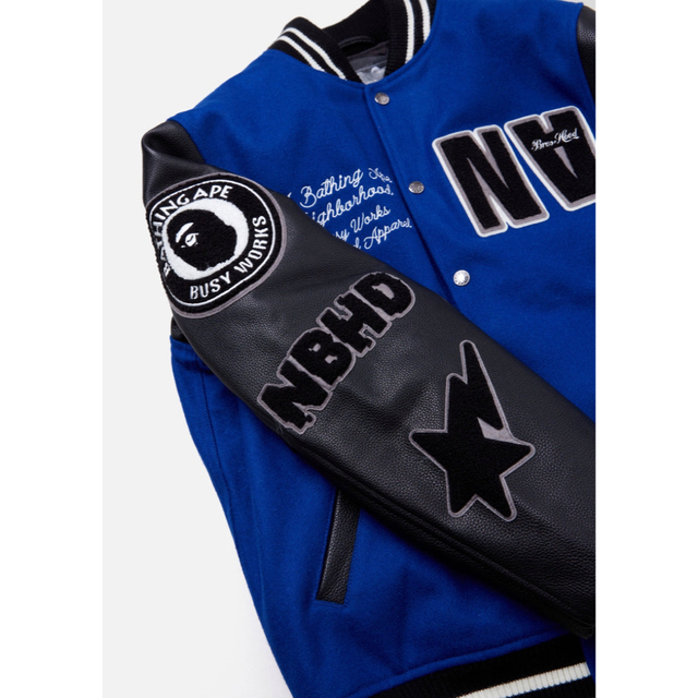 A BATHING APE(アベイシングエイプ)のBAPE×ネイバーフッド VARSITY JACKET ネイバーフッド限定カラー メンズのジャケット/アウター(スタジャン)の商品写真