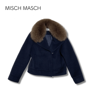 ミッシュマッシュ(MISCH MASCH)のミッシュマッシュ 38 ファーコート アンゴラ混 フォックスファー 紺色 ファー(毛皮/ファーコート)